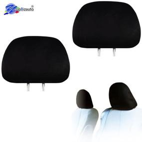 img 3 attached to 🚚 Yupbizauto 2X Cars Trucks &amp; DVD TV Monitors Solid Black Universal Headrest Covers with Foam Backing - Polyester, Set of 2