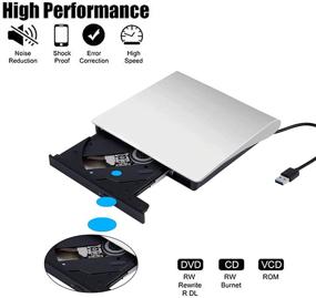 img 3 attached to 📀 Портативный внешний привод DVD, USB 3.0 CD/DVD-RW привод/проигрыватель для ноутбука/настольного ПК, совместимый с Windows/Linux/Mac, белый CD ROM рекордер.