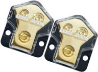 🔊 leigesaudio 2pack 0/2/4 gauge in 4/8 gauge out 2 way power distribution block for car audio splitter – amplify your car audio system! logo