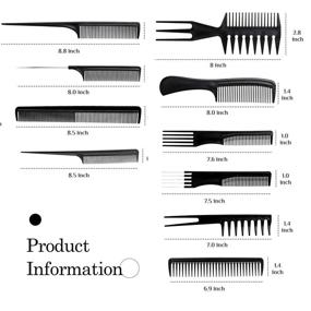 img 3 attached to Профессиональные расчёски для парикмахеров: набор расчёсок "хвост крысы" и антистатическая расчёска (10 штук) - идеально подходят для всех типов и стилей волос.