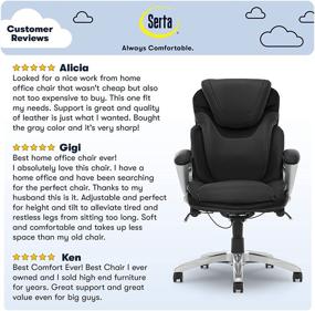 img 1 attached to 🪑 Serta AIR Health and Wellness Executive Office Chair: High Back, Big and Tall, Ergonomic Design for Lumbar Support, Swivel, Bonded Leather, Black