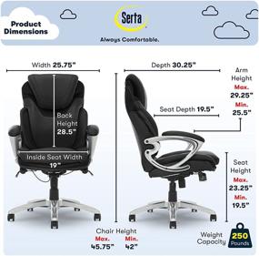 img 2 attached to 🪑 Serta AIR Health and Wellness Executive Office Chair: High Back, Big and Tall, Ergonomic Design for Lumbar Support, Swivel, Bonded Leather, Black