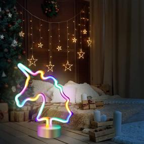 img 1 attached to 🦄 LED Unicorn Neon Light - Colorful Unicorn Lamp with Battery/USB Operated Table Lamps - Room Decor for Home, Kids Room, Study - Ideal Girls Birthday Gifts & Christmas Decorative Lights