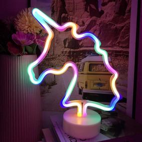 img 4 attached to 🦄 LED Unicorn Neon Light - Colorful Unicorn Lamp with Battery/USB Operated Table Lamps - Room Decor for Home, Kids Room, Study - Ideal Girls Birthday Gifts & Christmas Decorative Lights