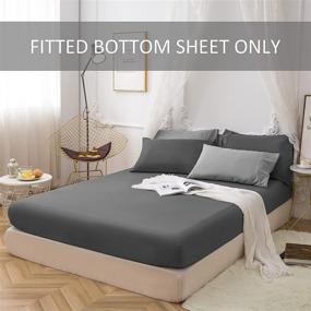 img 2 attached to Fitted Full Gray Bottom Sheet - Premium 1800 Ultra-Soft Brushed Microfiber with Deep Pockets, Fade Resistant