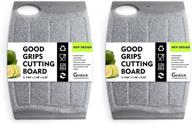 🔪 set of 2 small plastic cutting boards - mini kitchen boards for efficient tasks, non-slip edges, unique design with multiple juice grooves! bpa free, non-porous, dishwasher safe (9.84 x 7.48) logo