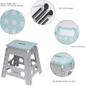 img 1 attached to 🪜 KOADOA Folding Step Stool - Anti-Slip Lightweight Foldable Stool for Kitchen, Bathroom, Bedroom - Light Blue