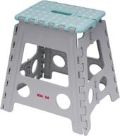 🪜 koadoa folding step stool - anti-slip lightweight foldable stool for kitchen, bathroom, bedroom - light blue logo