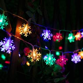 img 3 attached to 🌈 Multicolored Snowflake Solar Decorations Lights: 50 LED Fairy Lights with 8 Lighting Modes for Wedding, Party, Tree, Room, Garden, Patio, Yard, Home - 24.6 Feet, Waterproof & Outdoor