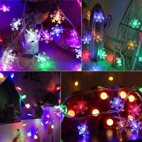 img 2 attached to 🌈 Multicolored Snowflake Solar Decorations Lights: 50 LED Fairy Lights with 8 Lighting Modes for Wedding, Party, Tree, Room, Garden, Patio, Yard, Home - 24.6 Feet, Waterproof & Outdoor