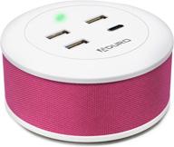 🔌 aduro powerup flair usb charging station - desktop fast charger 4-port usb hub for iphone ipad tablets smartphones - white/pink - multiple devices logo