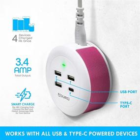 img 3 attached to 🔌 Aduro PowerUp Flair USB Charging Station - Desktop Fast Charger 4-Port USB Hub for iPhone iPad Tablets Smartphones - White/Pink - Multiple Devices