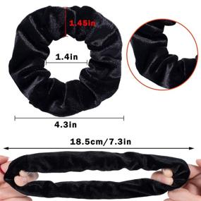 img 3 attached to Black Velvet Hair Scrunchies - Set 💇 of 12 Soft Elastic Bobbles and Ties by Whaline