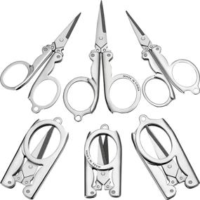 img 4 attached to Portable Foldable Scissors Set: Stainless Steel Folding Scissors for Traveling - 3 Sizes Included