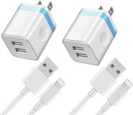 💡 apple mfi certified iphone charger - 6ft lightning cable for fast charging & data sync with dual usb wall charger - compatible with iphone 13 12 mini 11 pro max and more logo