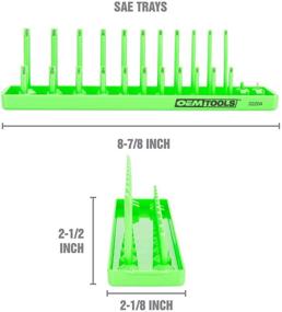 img 3 attached to OEMTOOLS 22204, поддон для головок SAE, 1/4 дюйма, вмещает 26 головок SAE, совместим с глубокими и поверхностными головками, имеет улучшенную магнитную стабильность в ящике или сундуке для инструментов, изготовлен из прочного ПВХ, зеленого цвета.