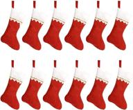 🧦 hoope christmas stockings: 12 pcs 15" xmas fireplace socks - classic red and white, diy felt stockings for santa tree decorations logo