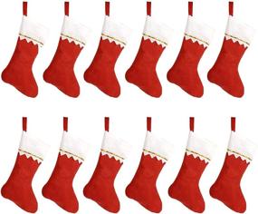 img 4 attached to 🧦 HOOPE Christmas Stockings: 12 Pcs 15" Xmas Fireplace Socks - Classic Red and White, DIY Felt Stockings for Santa Tree Decorations