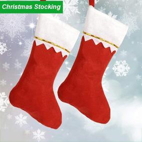 img 1 attached to 🧦 Носки для Рождественских подарков HOOPE: 12 штук 15" (дюймов) носкообразных носков для камина на Рождество - Классический красный и белый, носочки из фетра для самоделок для украшения елки Санты.