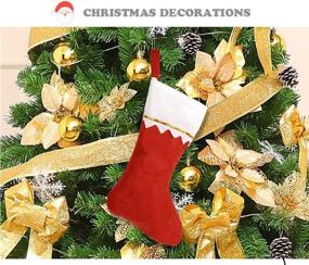 img 2 attached to 🧦 Носки для Рождественских подарков HOOPE: 12 штук 15" (дюймов) носкообразных носков для камина на Рождество - Классический красный и белый, носочки из фетра для самоделок для украшения елки Санты.