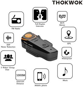 img 1 attached to 🎧 THOKWOK BT-S2 1000м Мотоциклетный Шлем Bluetooth Интерком - Наушники для Шлема для Сноуборда Bluetooth Системы Коммуникации - Bluetooth Интерком для Снегохода Walkie-Talkie - До 3 Водителей (Упаковка 1, Новая Версия)