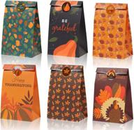 🍁 autumn delight: 60 pack thanksgiving paper party favor bags with fall leaves design, filled with treats and goodies – complete with 60 stickers for memorable autumn parties logo