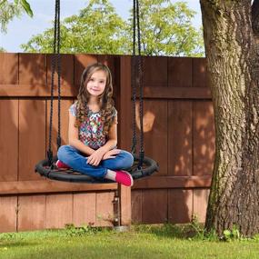 img 1 attached to 🌳 Sorbus Spinner Swing 2020 – Kids Round Web Swing for Tree, Swing Set, Backyard – Accessories Included (24" Net Seat)