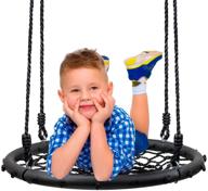 🌳 sorbus spinner swing 2020 – kids round web swing for tree, swing set, backyard – accessories included (24" net seat) logo