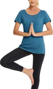 img 1 attached to ZHENWEI Women's Short Sleeve Yoga Tops: Stay Stylish and Motivated during Workouts with our Cross Back Sports T-Shirt