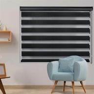 🌗 luckup zebra blinds: dual roller shades with valance cover - day and night curtains | 34" w x 72" h | black logo