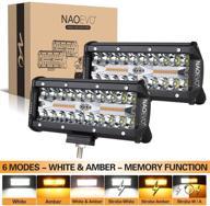 🔦 naoevo 7" 240w led light pods amber white: powerful 6 modes, memory function | spot flood strobe light bar for trucks & boats | waterproof off road fog driving work light - 24000lm | 2pcs logo