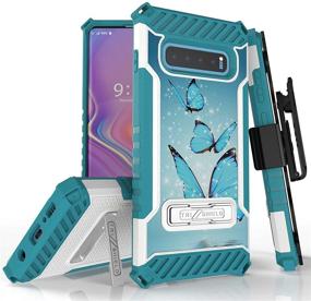 img 4 attached to Beyond Cell Trishield Series Compatible With S10 Case/Military Grade Rugged Cover [Metal Kickstand] [Belt Clip Holster] Compatible With Samsung Galaxy S10 Plus (2019)- Butterfly Reflection