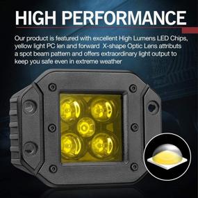 img 1 attached to 🚦 5-inch 100W Amber Flush Mount LED Pods - OFFROADTOWN 2Pcs LED Fog Lights | Spot Beam Yellow Flush LED Work Light for Off-Road Truck ATV UTV 4x4 Boat