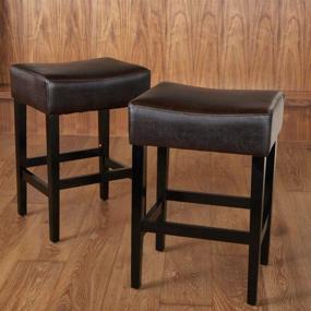 img 3 attached to 🪑 Набор коричневых безспинных стульев для барной стойки из кожи - Christopher Knight Home Lopez, 2 шт.