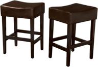 🪑 набор коричневых безспинных стульев для барной стойки из кожи - christopher knight home lopez, 2 шт. логотип
