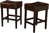 🪑 brown leather backless counter stools set - christopher knight home lopez, 2-pcs logo