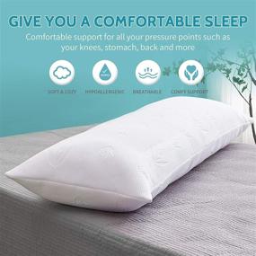 img 3 attached to Decroom Large Full Body Pillow with Bamboo Cover and Microfiber Filling - Support and Comfort for Stomach and Side Sleepers - 20 x 54 Inch