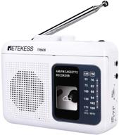 🎶 retekess tr606 portable cassette player recorder, am fm radio tape player with recorder and aux input, powered by dc or aa battery (white) logo