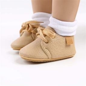 img 3 attached to 👟 COSANKIM Baby Boys Girls Shoes: Lace Up Leather Infant Sneakers with Non-Slip Rubber Sole - Newborn Loafers for Toddler First Walkers and Crib Shoes