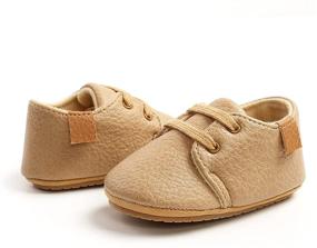 img 1 attached to 👟 COSANKIM Baby Boys Girls Shoes: Lace Up Leather Infant Sneakers with Non-Slip Rubber Sole - Newborn Loafers for Toddler First Walkers and Crib Shoes