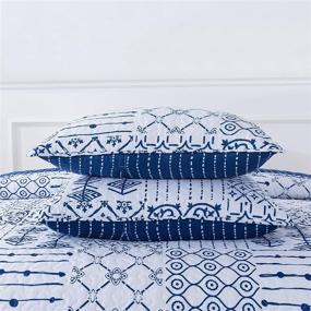 img 2 attached to SLPR Artistique 3-Piece Bedding Quilt Set - Queen: White and Blue Lightweight Quilted Bedspread with 2 Shams - Perfect for Summer