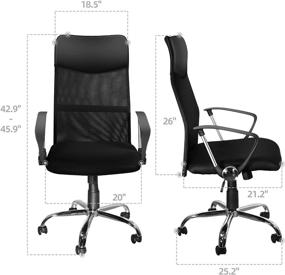 img 3 attached to 💺 Black DualThunder Mesh Task Chair with Arms - Ergonomic High Back Rolling Chair for Adults and Teens in Home Office