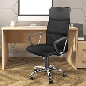 img 4 attached to 💺 Black DualThunder Mesh Task Chair with Arms - Ergonomic High Back Rolling Chair for Adults and Teens in Home Office