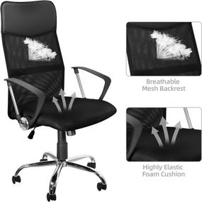 img 2 attached to 💺 Black DualThunder Mesh Task Chair with Arms - Ergonomic High Back Rolling Chair for Adults and Teens in Home Office