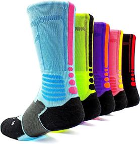 img 4 attached to Ultimate Comfort and Support: 5-Pack Compression 🧦 Crew Basketball Socks for All Ages and Genders