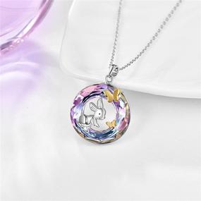 img 3 attached to 🐰 Cute Bunny Necklace - Sterling Silver Crystal Pendant Jewelry with Butterfly Detail - Perfect Gift for Women, Daughters, and Teen Girls - Ideal for Birthday Parties and Teenager Fashion