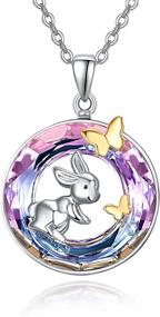 img 4 attached to 🐰 Cute Bunny Necklace - Sterling Silver Crystal Pendant Jewelry with Butterfly Detail - Perfect Gift for Women, Daughters, and Teen Girls - Ideal for Birthday Parties and Teenager Fashion