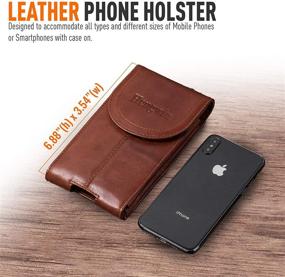img 3 attached to 📱 Hengwin Genuine Leather Belt Clip Holster Pouch Case with Magnetic Closure for iPhone 12 Pro Max, XR, 7, 8 Plus, Samsung S10 Plus, S8 Plus - Brown + Keyring