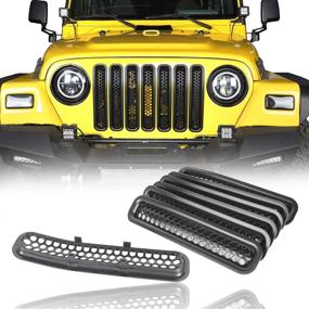 img 4 attached to 🚙 Enhance Your 1997-2006 Jeep Wrangler TJ & Wrangler Unlimited with u-Box Black Honeycomb Grill Inserts - 7PCS