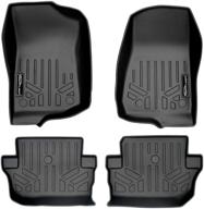 🚗 maxliner custom fit floor mats for 2018-2019 jeep wrangler 2-door - black, 2 row liner set (jl new body style) logo